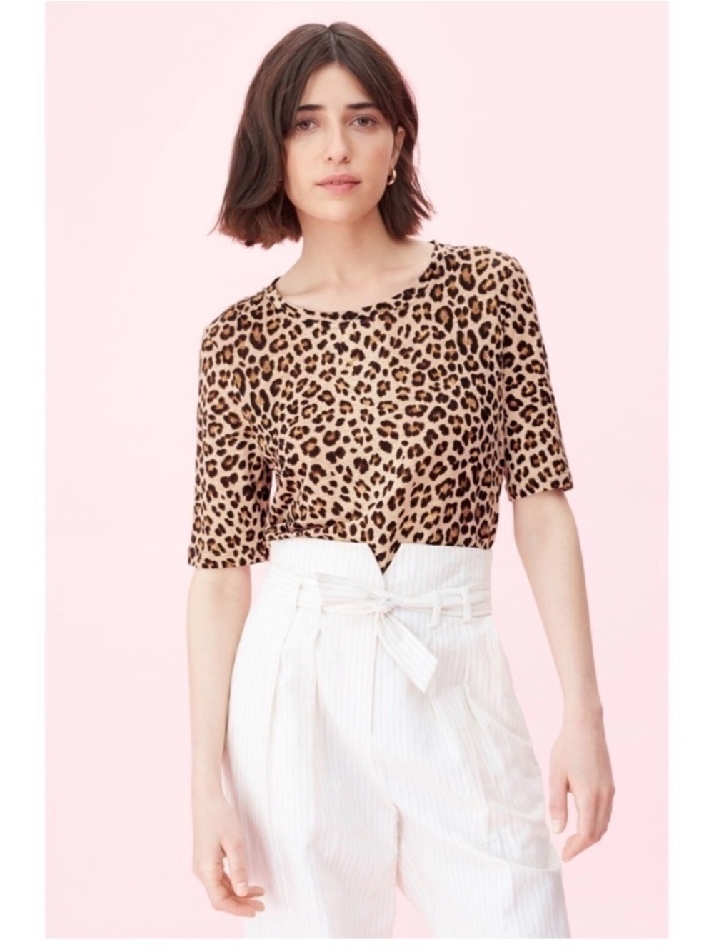 Rebecca Taylor Spring Leopard Jersey Linen Top
